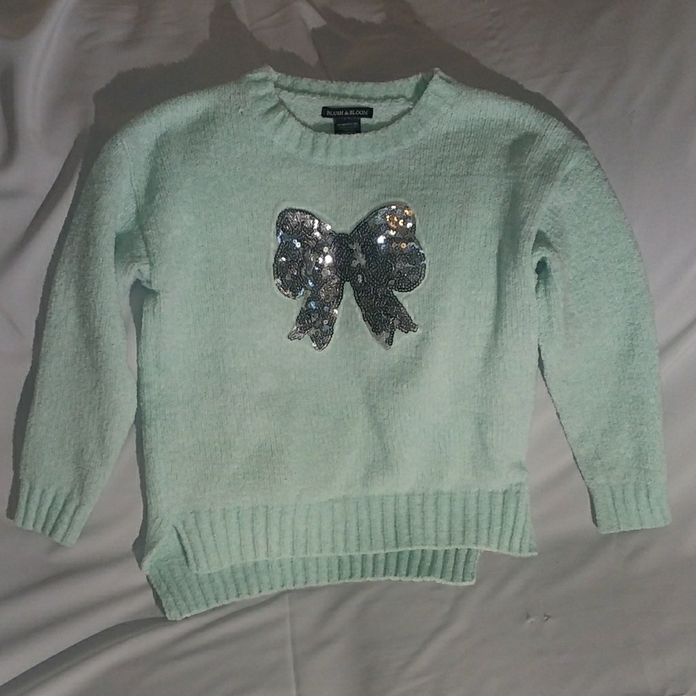 Beautiful Girl's Sweater with Silver Sequin Ribbon